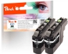 Peach Twin Pack cartouche d'encre noire, compatible avec  Brother LC-121BK*2