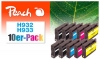 Peach Pack de 10 cartouches d'encre compatible avec  HP No. 932, No. 933, CN057A, CN058A, CN059A, CN060A