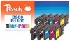 Peach Pack de 10 cartouches d'encre, compatible avec  Brother LC-980/1100VALBP