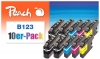 Peach Pack de 10 cartouches d'encre compatible avec  Brother LC-123VALBP